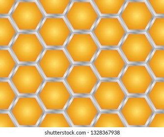 Seamless silver honeycomb pattern. gold background