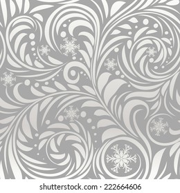 seamless silver pattern with abstract snowflakes