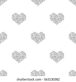 Seamless Silver Pixel Heart Glitter Pattern On White Background