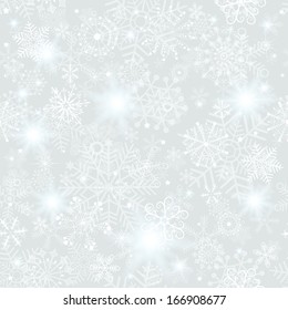 Seamless silvery christmas pattern with snowflakes and stars(vector eps 10)