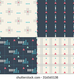 Seamless simple abstract geometric triangle background pattern in vector.Fashion Pop Art Wallpapers .Vintage geometrical patterns set .