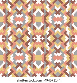 Seamless simple abstract pattern for design. Vector geometric multicolor background of triangles. Texture for textile, wallpaper, clown, carpeting, warp, book cover