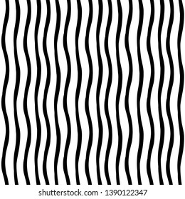 Seamless simple abstract vector pattern on white background. Hand drawn black waved stripes. Perfect for wallpaper or fabric. Black and white illustration.