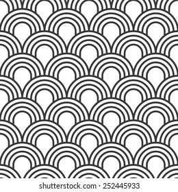 Seamless simple art deco wave scales pattern vector