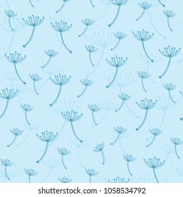 Seamless simple background with flying dandelion seeds.