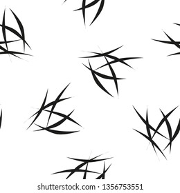 Seamless simple black white pattern. On a white background abstract objects are randomly arranged. Vector illustration.