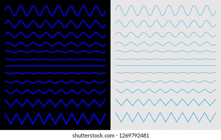 seamless simple blue sea wave lines. pattern for brush making. elements for border, frames and any projects