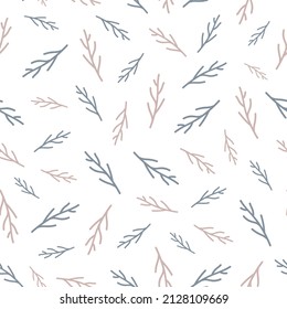Seamless simple branch pattern, design for scrapbooking, decoration, cards, paper goods, background, wallpaper, wrapping, fabric and all your creative projects. Vector Illustration
