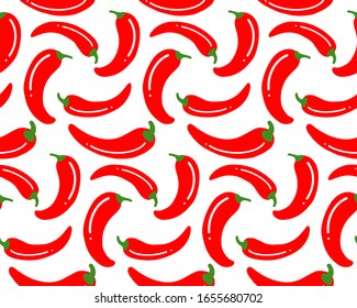 seamless simple chili pepper pattern ornament. Doodle Vector illustration