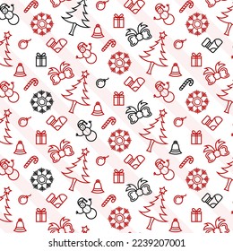 Seamless simple Christmas pattern . Retro textile collection. On a white background