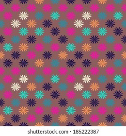 Seamless simple colorful floral pattern. Seamless background can be used for wallpaper, pattern fills, web page background, surface textures.