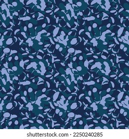 Seamless simple cute pattern of turquoise and violet color design elements on navy background.Endless ornament.Colourful backdrop for fabric,textile,linen.Vector