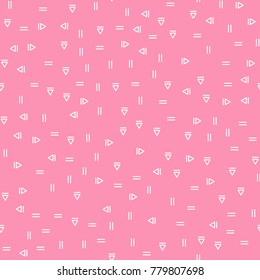 Seamless simple doodle geometric pattern on the pink background