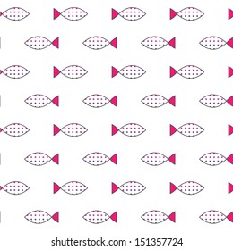 Seamless simple dot fish pattern on white pattern