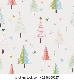 Seamless simple and elegant Christmas pattern background with tree,snow,car and star.Template for greeting ,congratulations,invitation card and wrapping.
