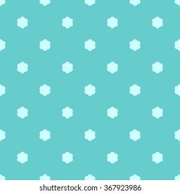 Seamless simple flat pattern with light blue spring flowers on an aquamarine background.