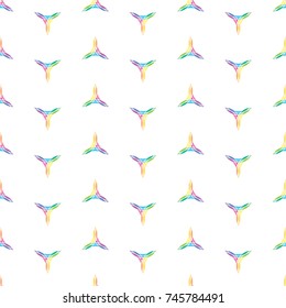 Seamless simple geometric flowery triangle vector pattern in dark background.