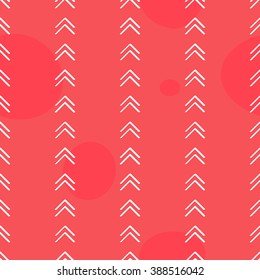 Seamless simple geometric pattern background on coral red