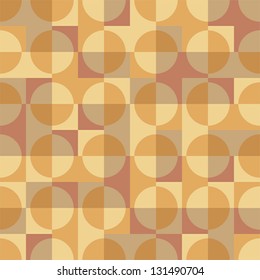 Seamless simple geometric pattern -  retro colored circles and squares. Vector illustration.