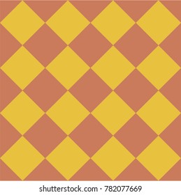 Seamless simple geometric pattern, texture. Yellow and brown squares, rhombus
