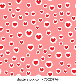 Seamless simple heart pattern on the pink background for valentine`s day