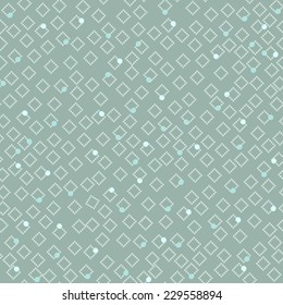 Seamless simple light pattern with gray and blue dots and diamonds