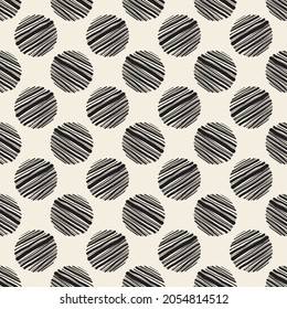 SEAMLESS SIMPLE PATTERN BACKGROUND WITH MONOCHROME HAND DRAW POLKA DOT
