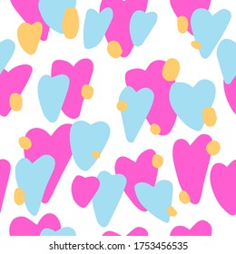 Seamless simple pattern of colored abstract hearts.