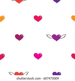Seamless simple pattern with colorful hearts for Valentine's Day, birthday, wedding. Background for textile, wallpapers, gift wrap and scrapbook. Vector.