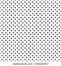 Seamless Simple Pattern Of Dotted Cross, Plus Sign.