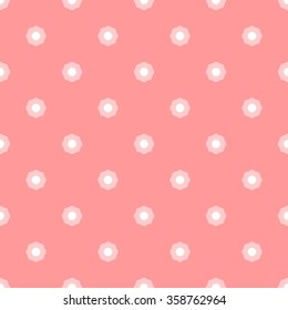 Seamless simple pattern with flowers spring flower on a light peach on a coral orange background.