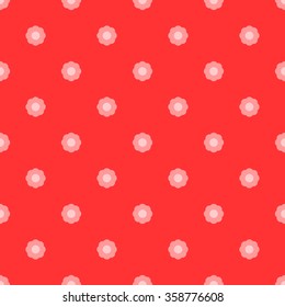 Seamless simple pattern with flowers spring flower bright red coral on a bright red background with light middle of the flower.