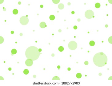 Seamless simple pattern from green circles on a white background for fashion prints, textiles, fabrics, bed linen, tablecloths, wrapping paper. Vector illustration.