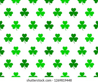Seamless simple pattern with green clovers (trefoils) for Saint Patrick's Day