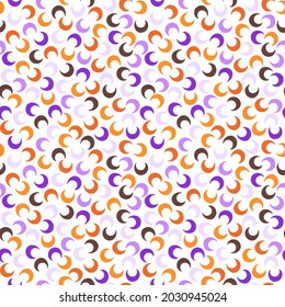 Seamless simple pattern with orange, purple and brown moons. Vector illustration for fabrics, prints, paper, decor.