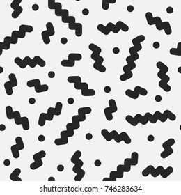 Seamless simple pattern in retro memphis style, fashion 80s - 90s. Abstract geometric background.
