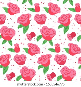 Seamless simple pattern with roses. Vector illustration.