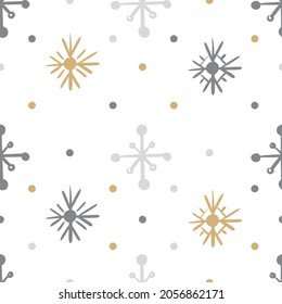 Patrón simple sin foco con copos de nieve. Fondo vectorial de invierno para papel de envoltura festivo