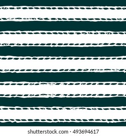 Seamless simple pattern of the stripes and marine rope. Vintage texture. Vector illustration