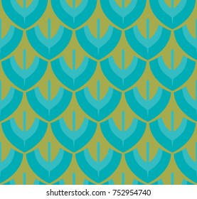 Seamless simple pattern with stylized feather or squama