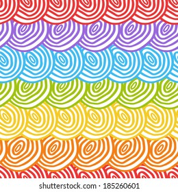Seamless simple rainbow doodle background with circles