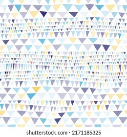 Seamless simple striped pattern. Multicolored triangles on a white background. Cute print for textiles. Vector illustration.
