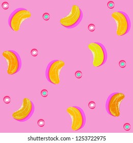 
seamless simple tangerine orange prints pattern trendy winter trend on the pink background vector 