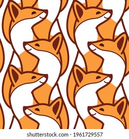 Seamless simple trendy pattern with style cartoon fox head.