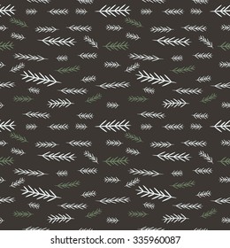 Seamless simple vector graphics pattern. Tile Christmas background with pine-tree. Merry Christmas!
