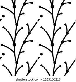 Seamless simple vector pattern with abstract plants