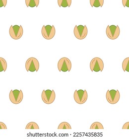 Seamless simple vector pattern with pistachios. Regular snack pattern.