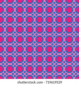 Seamless simple vector pattern with round elements in pink and blue colors