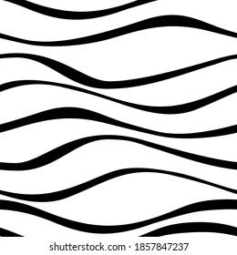 seamless simple waves. bold black lines. horisontal pattern