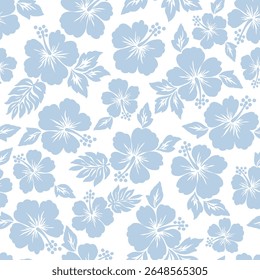 Seamless single color pattern, Hand drawn tropical flowers,  floral for fabric, textiles, clothing, wallpaper, cover, banner, interior decor, abstract backgrounds. vector illustration.